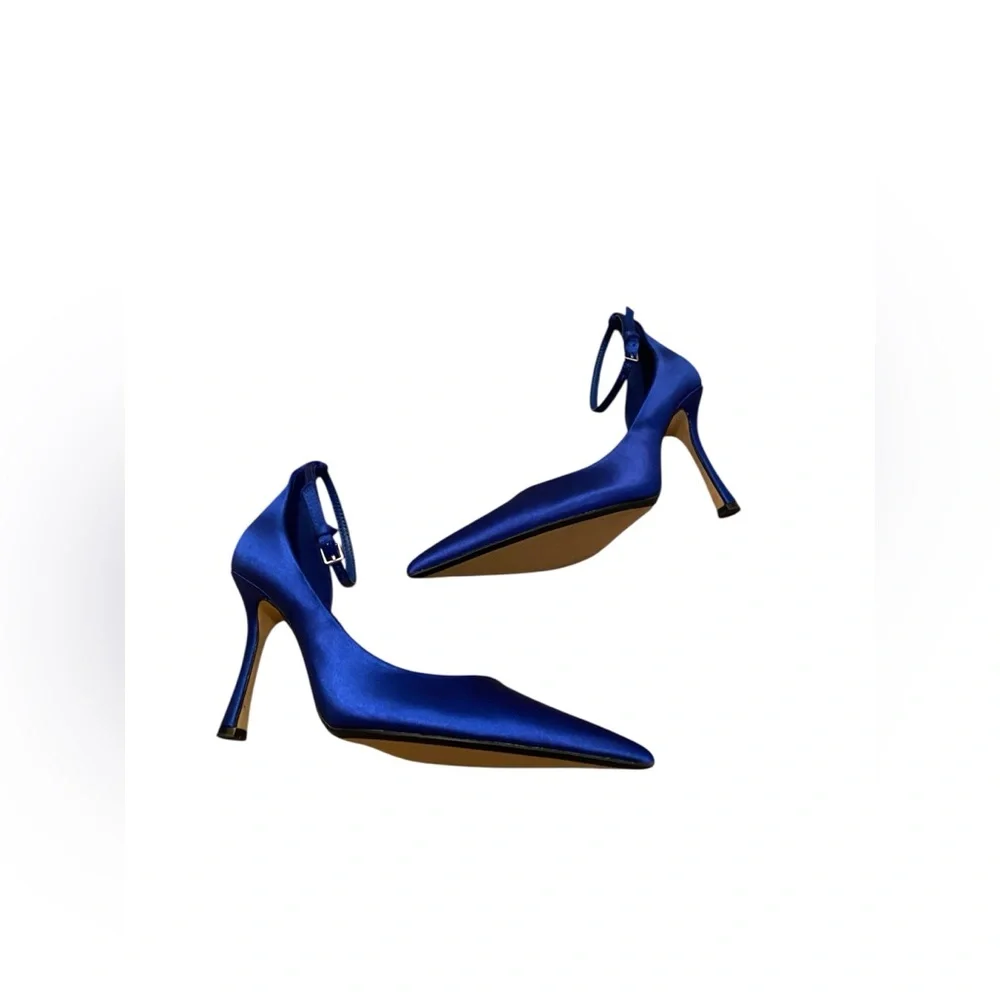 Zara blue satin heels